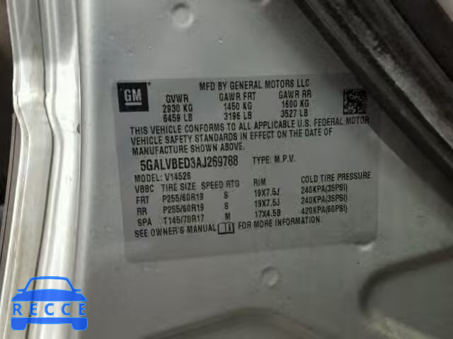 2010 BUICK ENCLAVE CX 5GALVBED3AJ269788 image 9