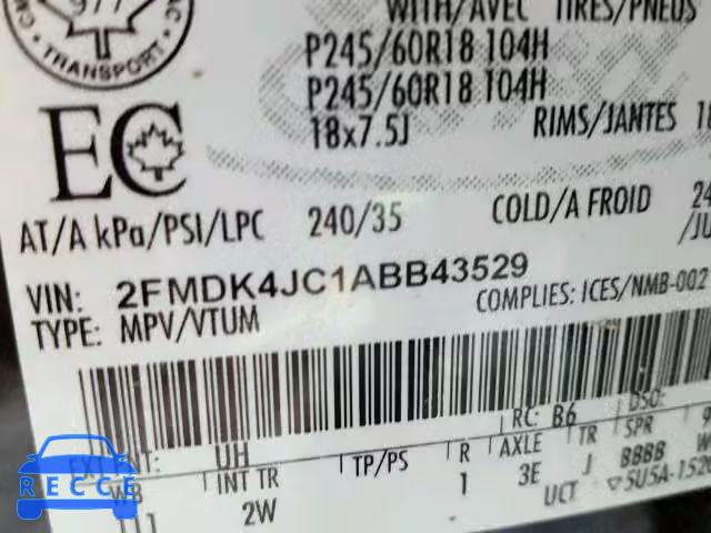2010 FORD EDGE SEL A 2FMDK4JC1ABB43529 image 9