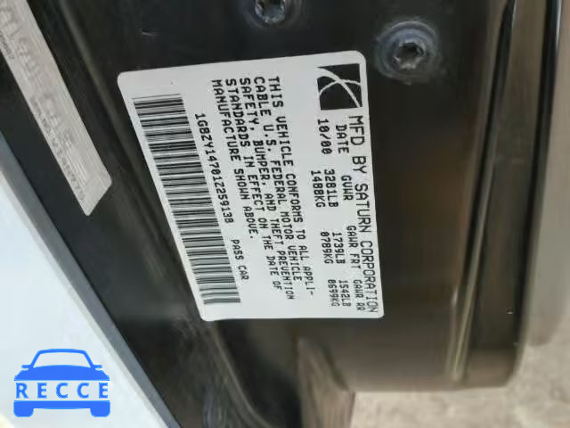 2001 SATURN SC2 1G8ZY14701Z259138 Bild 9