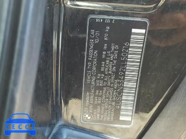 2002 BMW Z3 3.0 4USCN53492LL50216 image 9