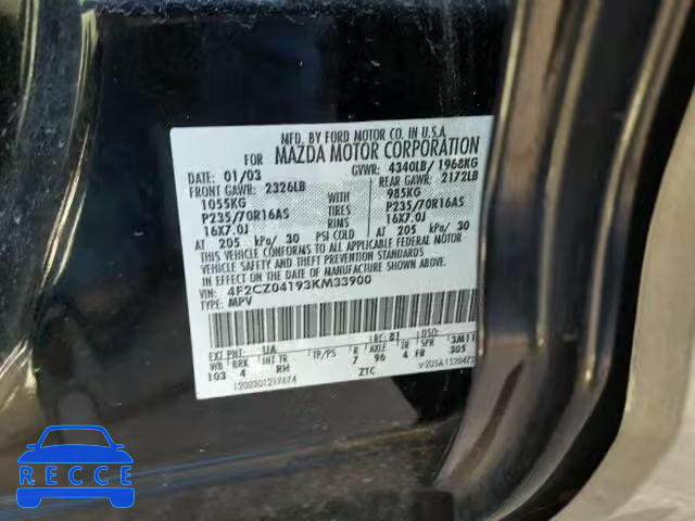 2003 MAZDA TRIBUTE LX 4F2CZ04193KM33900 image 9