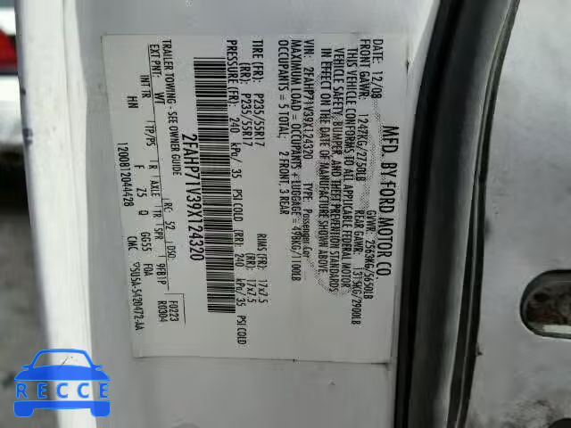 2009 FORD CROWN VIC 2FAHP71V39X124320 image 9