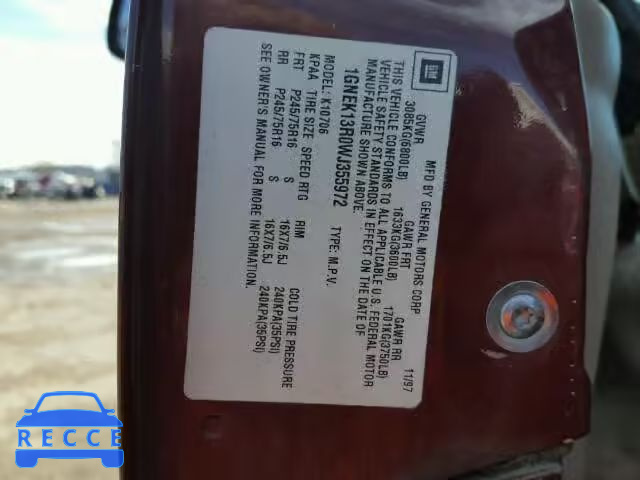 1998 CHEVROLET TAHOE K150 1GNEK13R0WJ355972 image 9