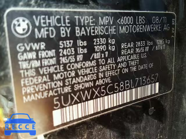 2011 BMW X3 XDRIVE2 5UXWX5C58BL713657 image 9