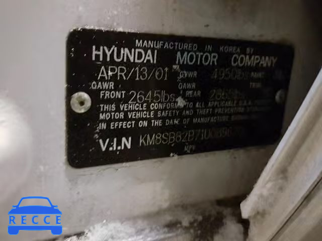 2001 HYUNDAI SANTA FE KM8SB82B71U089670 image 9