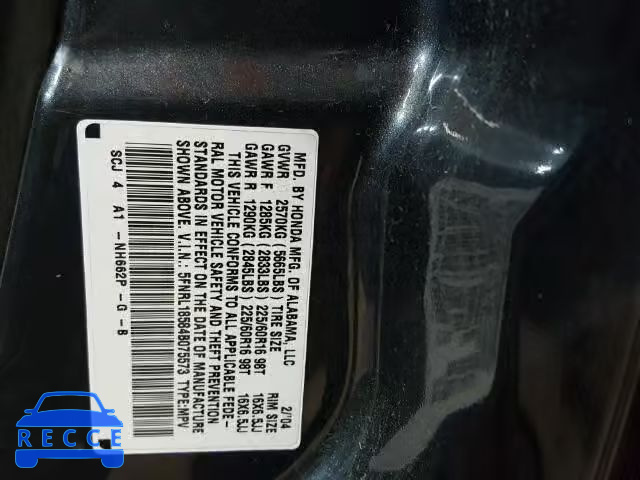 2004 HONDA ODYSSEY LX 5FNRL18584B075573 Bild 9