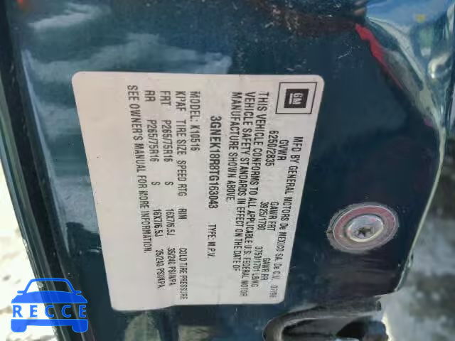 1996 CHEVROLET TAHOE K150 3GNEK18R8TG163043 image 9