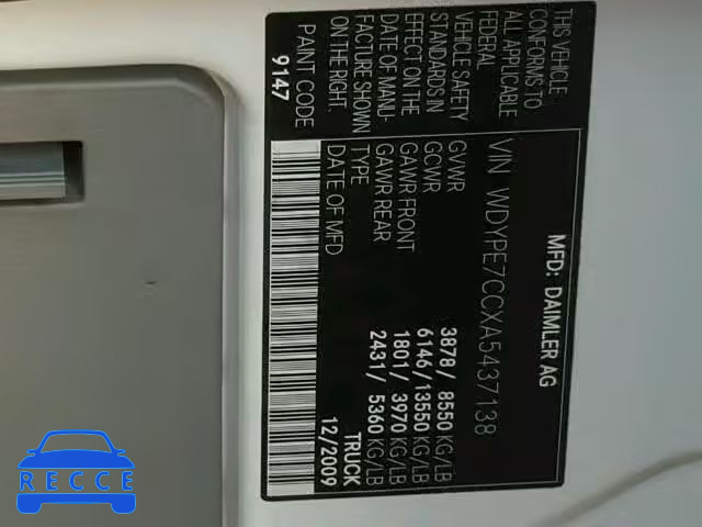 2010 FREIGHTLINER SPRINTER WDYPE7CCXA5437138 image 9