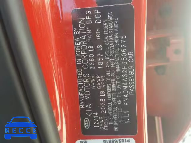 2015 KIA RIO LX KNADM4A32F6506275 image 9