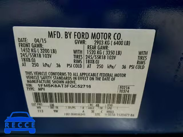 2015 FORD EXPLORER P 1FM5K8AT3FGC52716 image 9