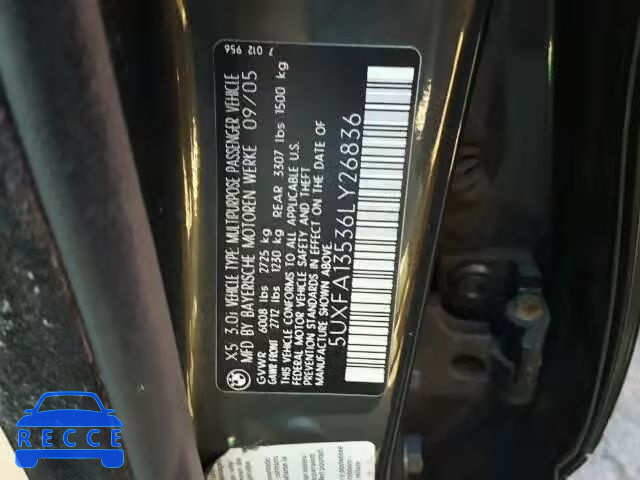 2006 BMW X5 3.0I 5UXFA13536LY26836 зображення 9