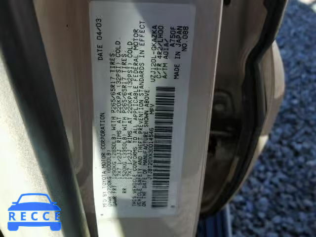 2003 LEXUS GX 470 JTJBT20XX30014546 image 9