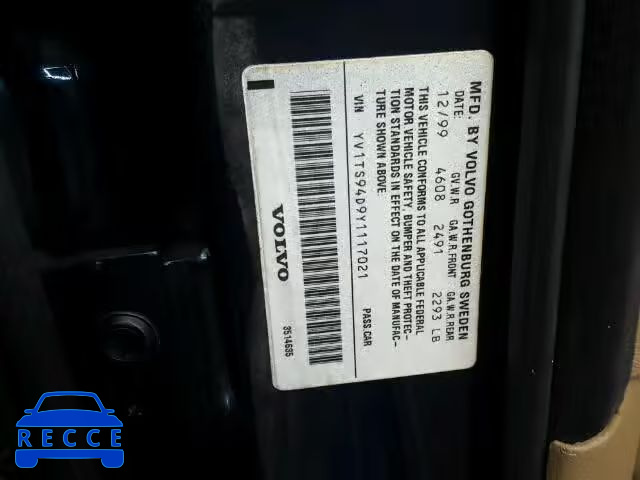 2000 VOLVO S80 YV1TS94D9Y1117021 image 9
