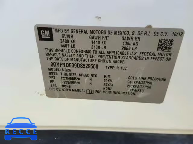 2013 CADILLAC SRX PERFOR 3GYFNDE39DS529560 image 9