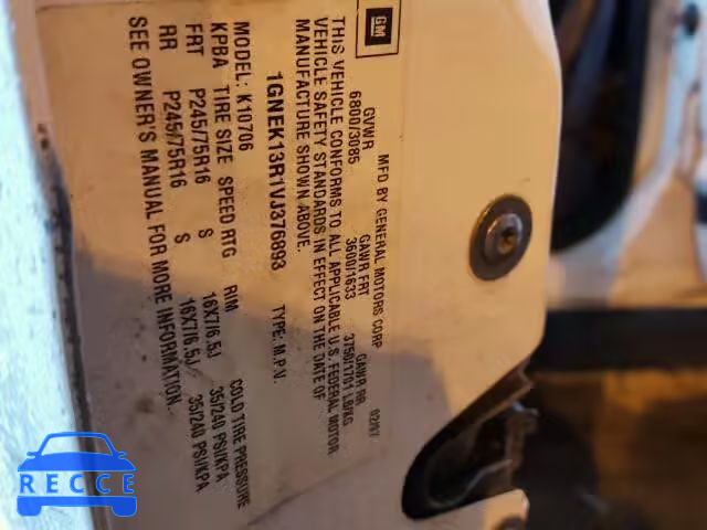 1997 CHEVROLET TAHOE K150 1GNEK13R1VJ376893 image 9
