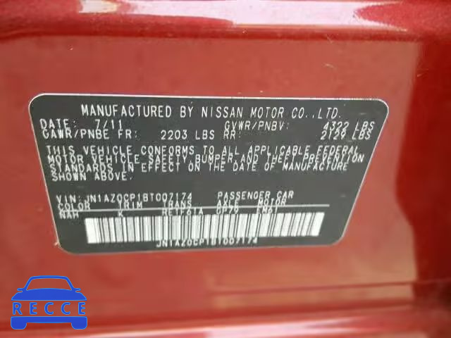 2011 NISSAN LEAF SV/SL JN1AZ0CP1BT007174 зображення 9