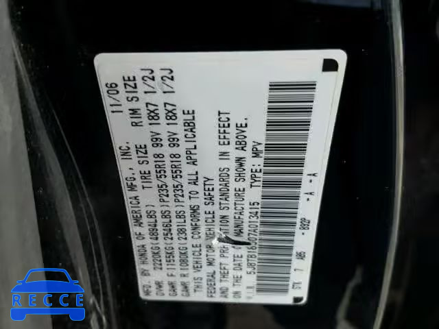 2007 ACURA RDX TECHNO 5J8TB18507A013415 image 9