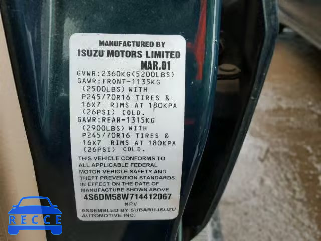 2001 HONDA PASSPORT E 4S6DM58W714412067 Bild 9