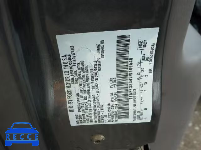 2002 FORD FOCUS ZTS 1FAFP38342W109640 image 9
