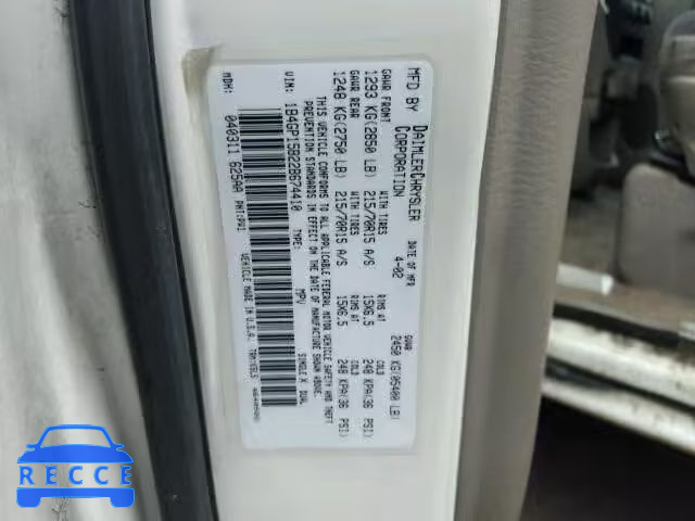 2002 DODGE CARAVAN EC 1B4GP15B22B674410 image 9