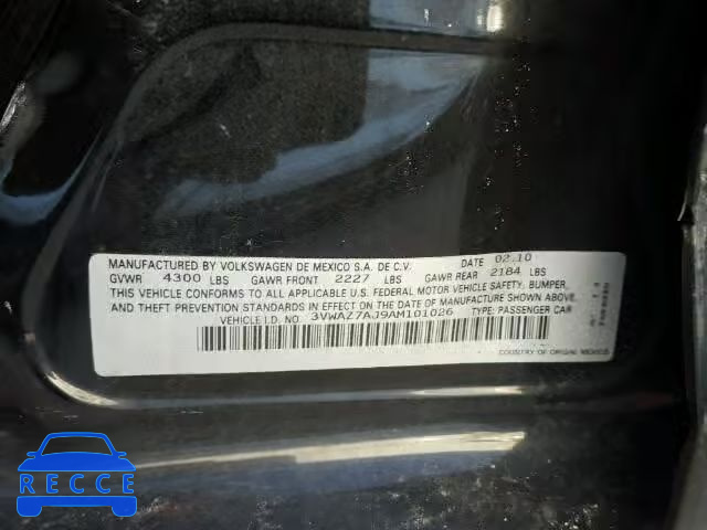 2010 VOLKSWAGEN JETTA LIMI 3VWAZ7AJ9AM101026 image 9
