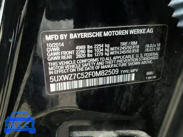 2015 BMW X3 SDRIVE 5UXWZ7C52F0M82509 image 9