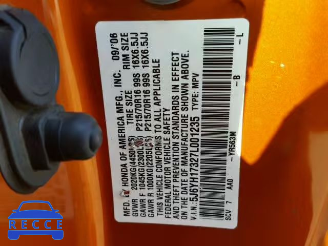 2007 HONDA ELEMENT LX 5J6YH17327L001235 image 9