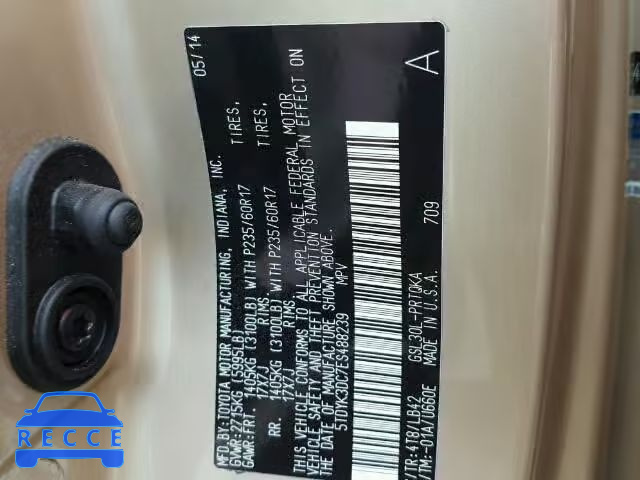 2014 TOYOTA SIENNA XLE 5TDYK3DC7ES488239 image 9
