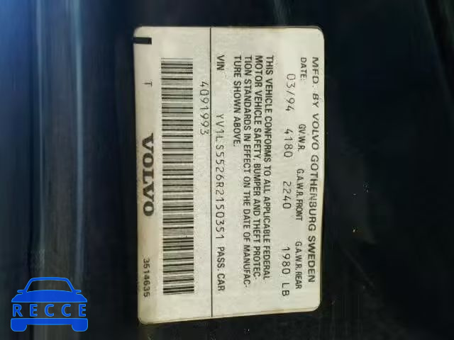1994 VOLVO 850 YV1LS5526R2150351 image 9