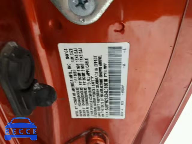 2004 HONDA ELEMENT LX 5J6YH283X4L018610 image 9