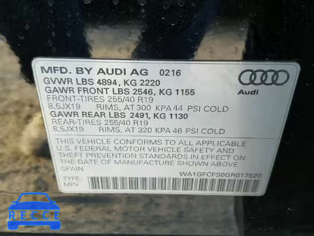 2016 AUDI Q3 2.0T PR WA1GFCFS0GR017520 image 9
