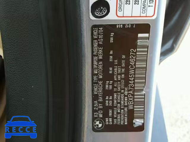 2005 BMW X3 2.5 WBXPA73445WC46272 image 9