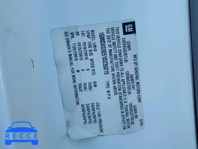2001 PONTIAC MONTANA 1GMDX03E51D239215 image 9