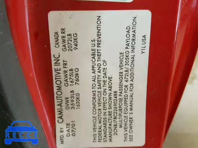 2002 CHEVROLET TRACKER ZR 2CNBJ78C226902488 image 9