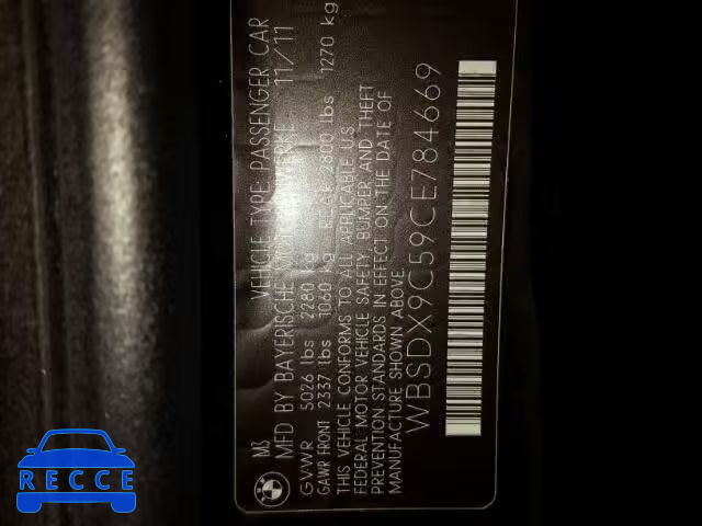 2012 BMW M3 WBSDX9C59CE784669 Bild 9