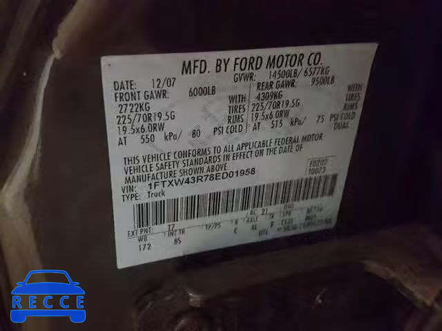 2008 FORD F450 SUPER 1FTXW43R78ED01958 image 9