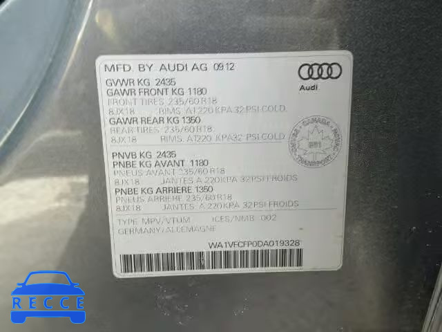 2013 AUDI Q5 PREMIUM WA1VFCFP0DA019328 зображення 9