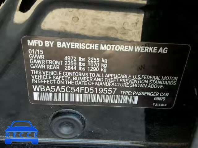 2015 BMW 528I WBA5A5C54FD519557 зображення 9
