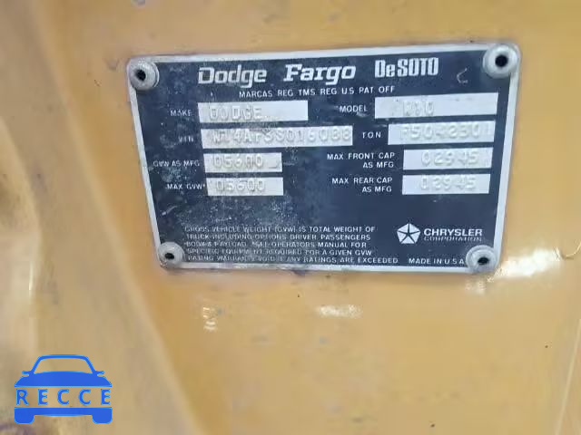 1973 DODGE RAM 100 W14AF3S016088 зображення 9