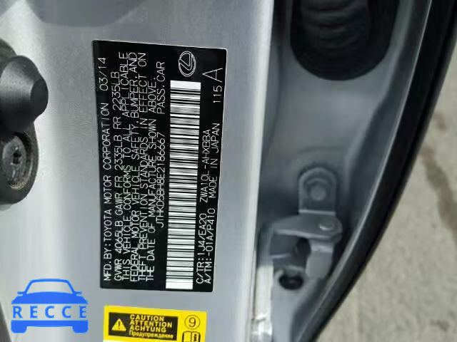 2014 LEXUS CT200H JTHKD5BH8E2186667 image 9