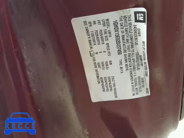 2002 OLDSMOBILE SILHOUETTE 1GHDX13E82D237450 зображення 9