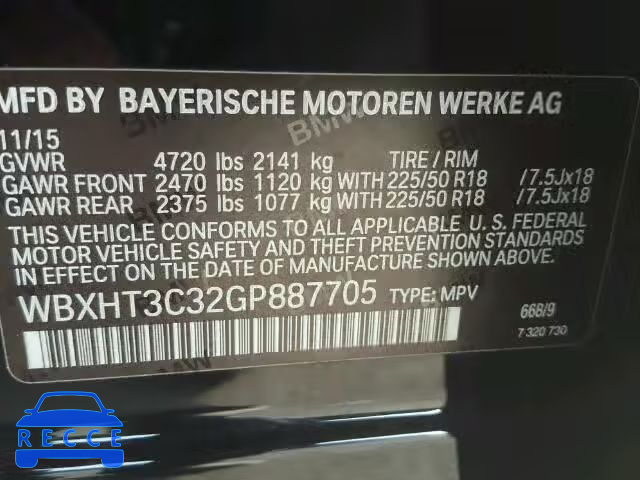 2016 BMW X1 XDRIVE2 WBXHT3C32GP887705 image 9