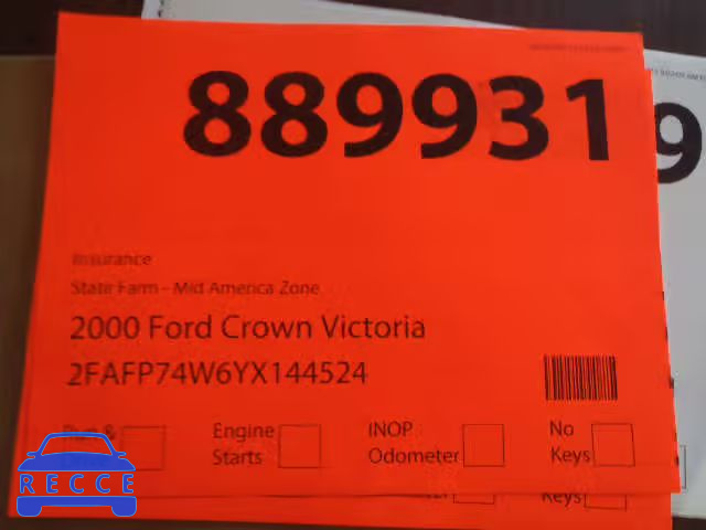 2000 FORD CROWN VICT 2FAFP74W6YX144524 image 6