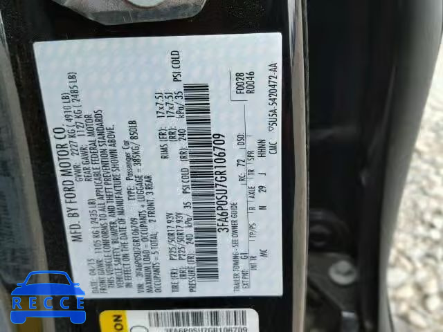 2016 FORD FUSION TIT 3FA6P0SU7GR106709 image 9