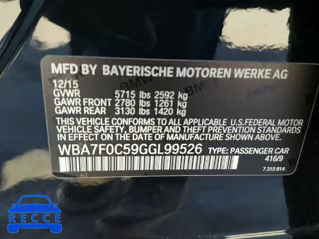 2016 BMW 750I WBA7F0C59GGL99526 image 8