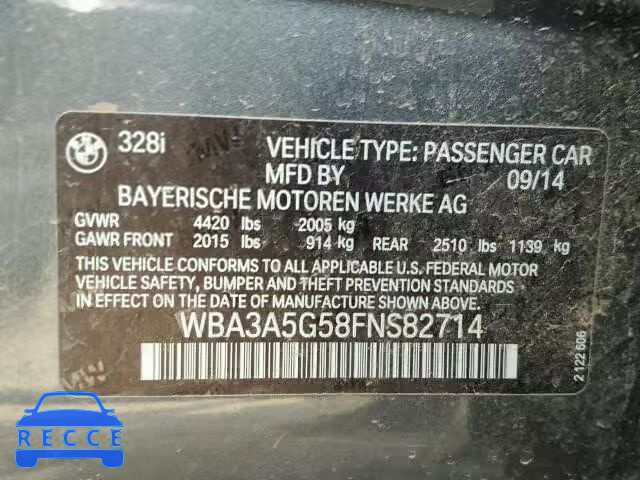 2015 BMW 328I WBA3A5G58FNS82714 зображення 9
