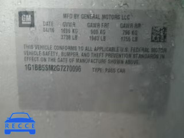 2016 CHEVROLET CRUZE LS 1G1BB5SM2G7270096 image 9