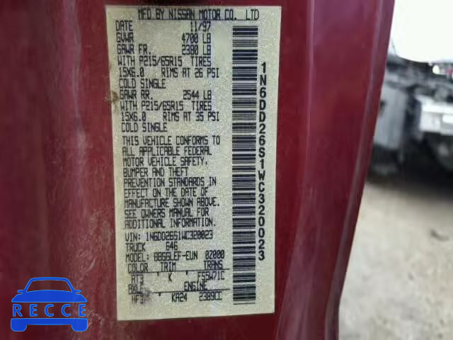 1998 NISSAN FRONTIER X 1N6DD26S1WC320023 зображення 8