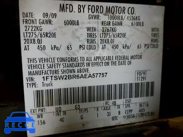 2010 FORD F250 SUPER 1FTSW2BR6AEA57757 image 9