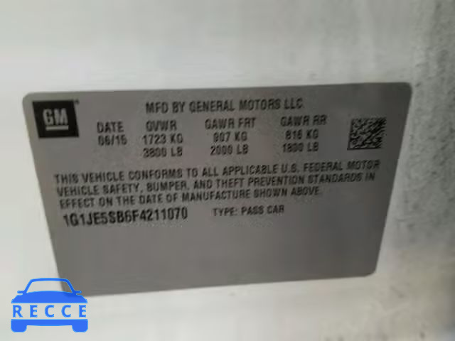 2015 CHEVROLET SONIC LTZ 1G1JE5SB6F4211070 image 9